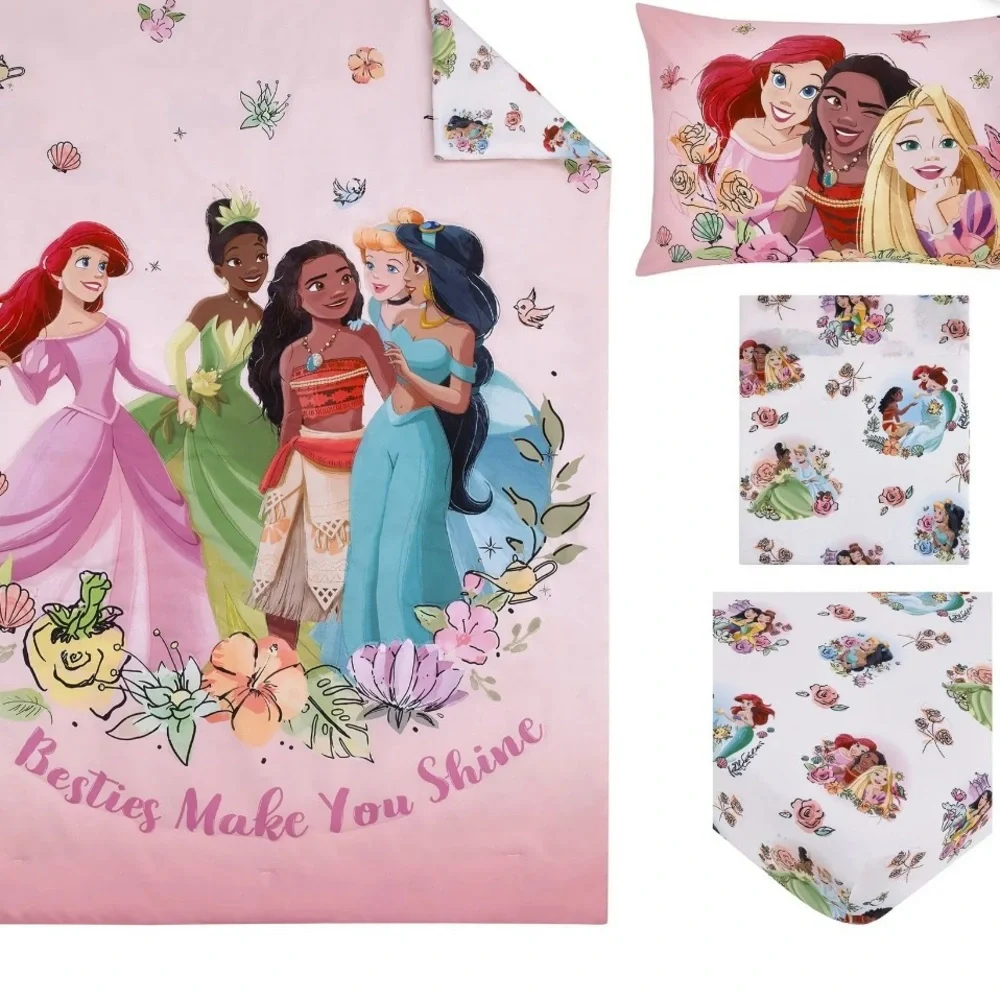 Disney Princess Besties Pink Comforter Set- Toddler Bedding